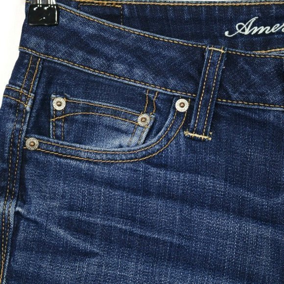 American Eagle Slouchy Cropped Jeans Stretch Dark 2 - Picture 8 of 12